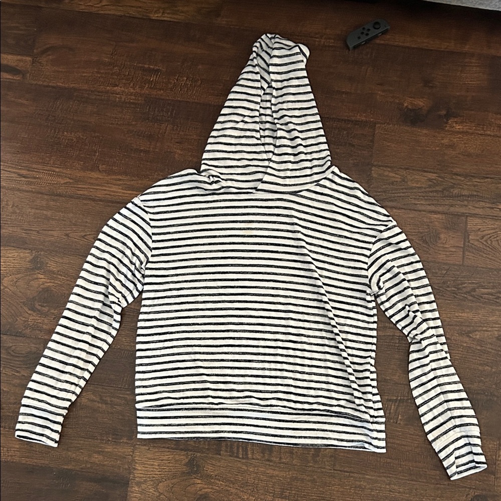 a new day Black and White Striped Hoodie